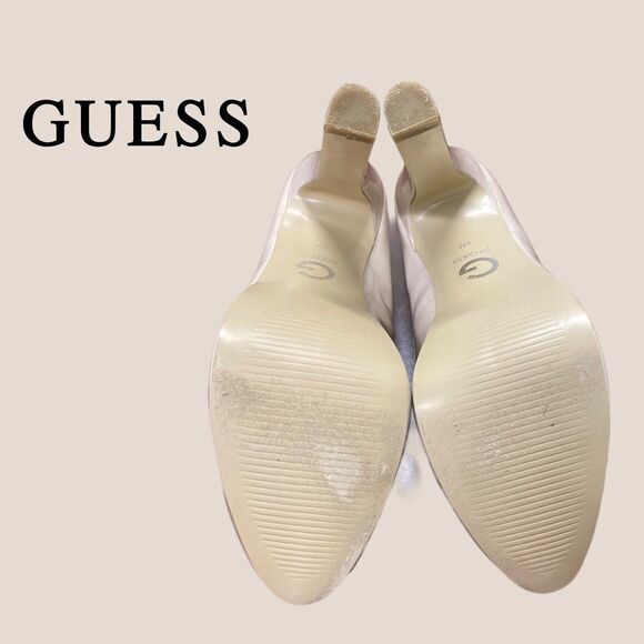 Guess Beige Patent Platform Heels 6 - Picture 6 of 6
